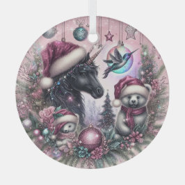 Ornamento navideño negro unicornio Uno de los tipo