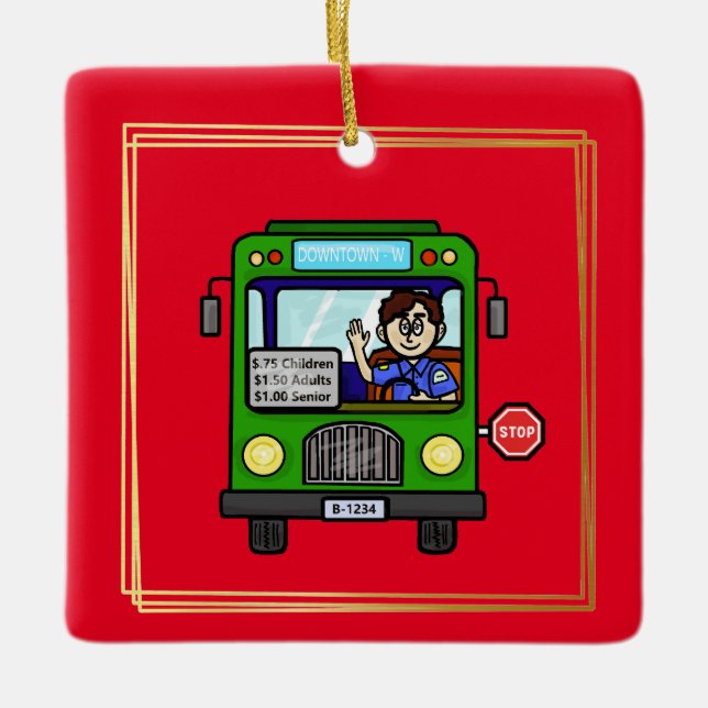 Ornamento navideño para conductores de autobús mas (Anverso)