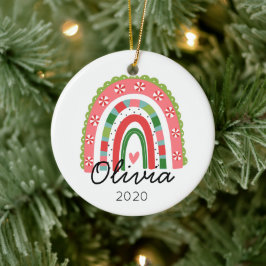 Ornamento navideño personalizado arcoiris