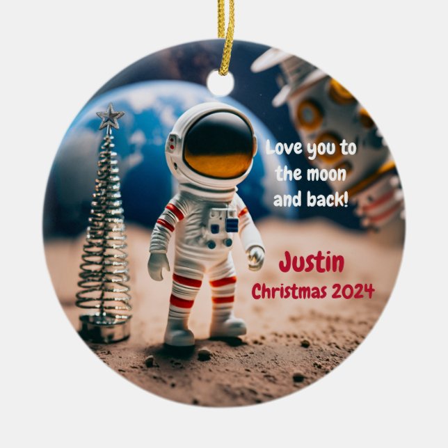 Ornamento navideño personalizado astronauta (Frente)