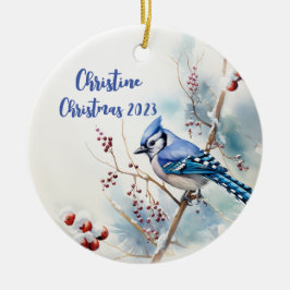 Ornamento navideño personalizado Blue jay