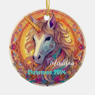 Ornamento navideño personalizado Bo Ho Unicorn