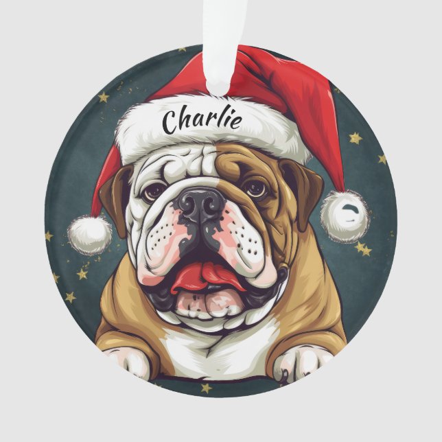 Ornamento navideño Personalizado bulldog (Anverso)