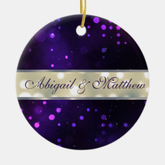 Ornamento navideño personalizado con luces moradas