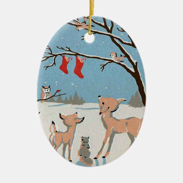 Ornamento navideño personalizado de animales fores (Frente)
