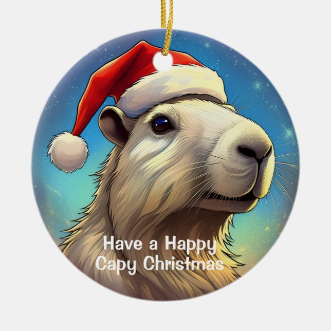Ornamento navideño personalizado de Capybara (Frente)