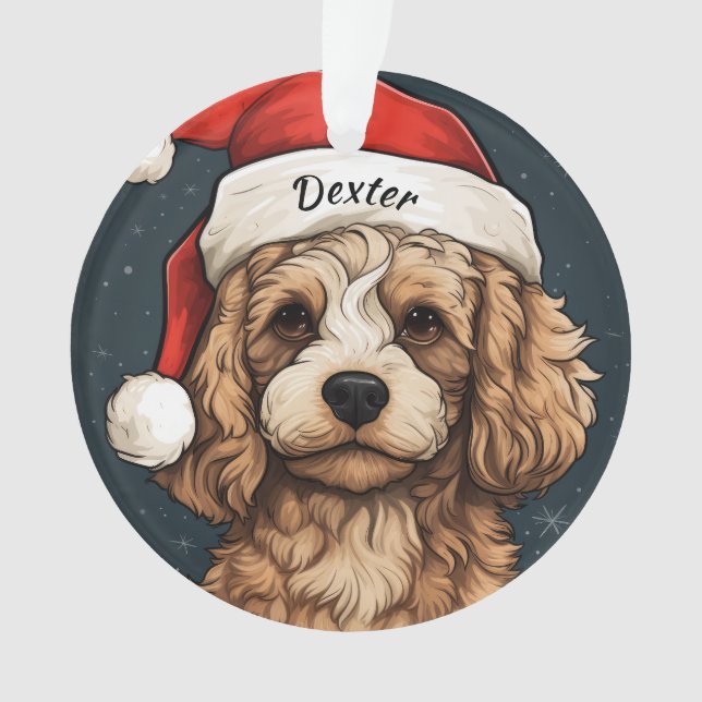 Ornamento navideño Personalizado de Cavapoo (Anverso)