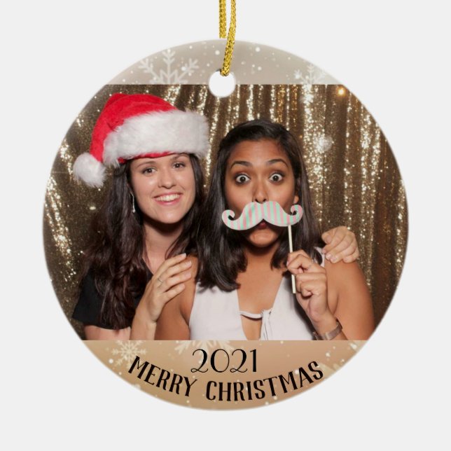 Ornamento navideño personalizado de copos de nieve (Frente)