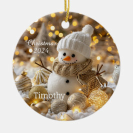 Ornamento navideño personalizado de Cute Snowman