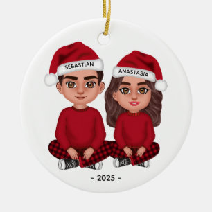 Ornamento navideño personalizado de la pareja de m