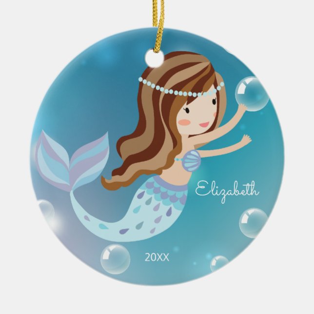Ornamento navideño personalizado de la sirena (Frente)
