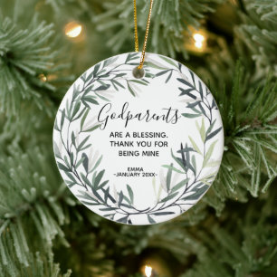 Ornamento navideño personalizado de los padrinos