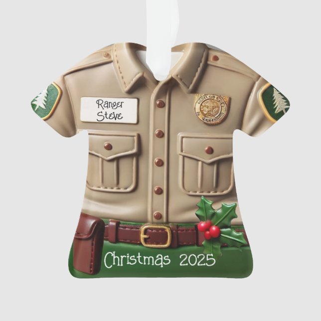 Ornamento navideño personalizado de Park Ranger Sh (Anverso)