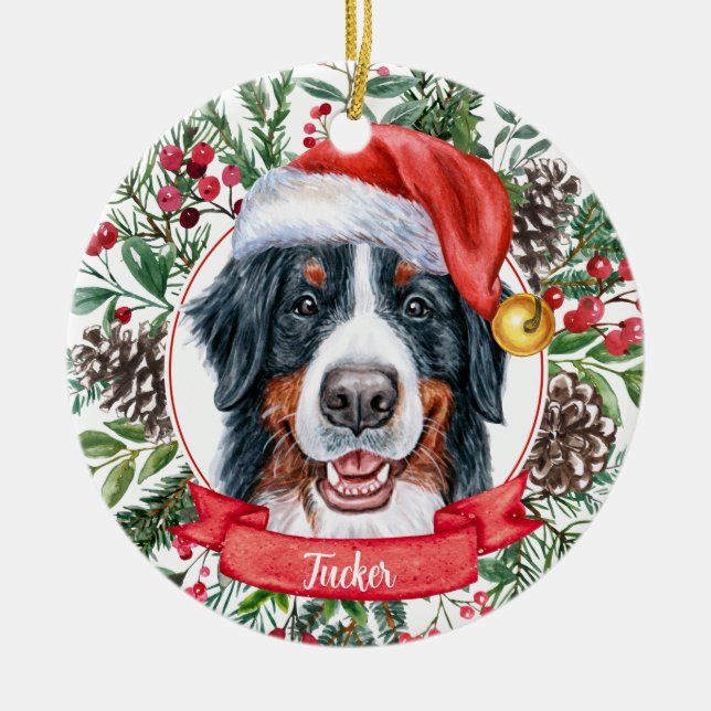 Ornamento navideño Personalizado de perro de monta (Frente)
