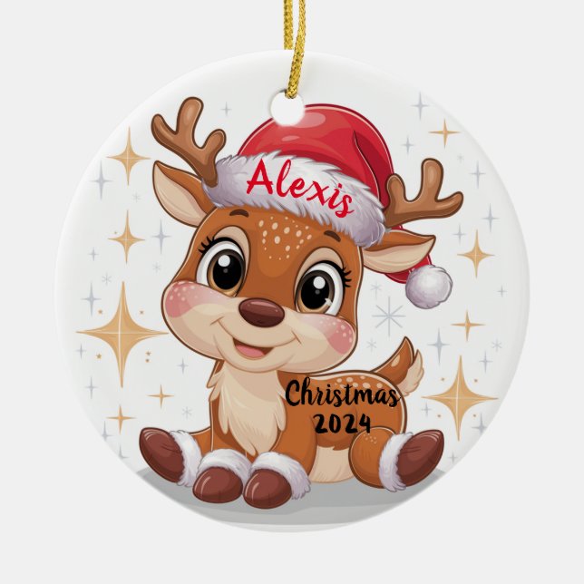 Ornamento navideño personalizado de renos (Frente)