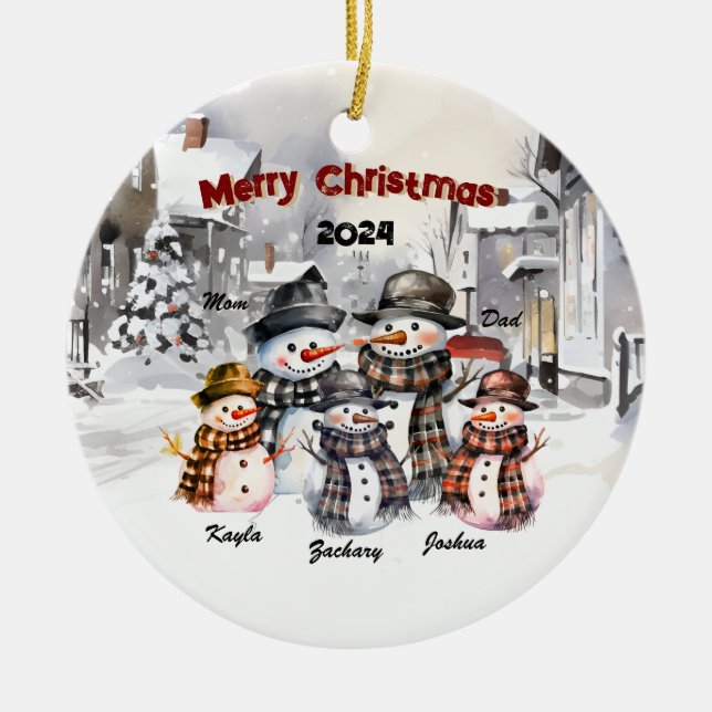 Ornamento navideño personalizado de Snowman (Frente)