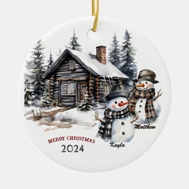 Ornamento navideño personalizado de Snowman (Frente)