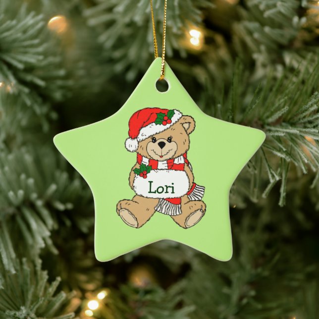 Ornamento navideño personalizado de Teddy Bear (Árbol)