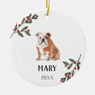 Ornamento navideño personalizado del Bulldog ingl