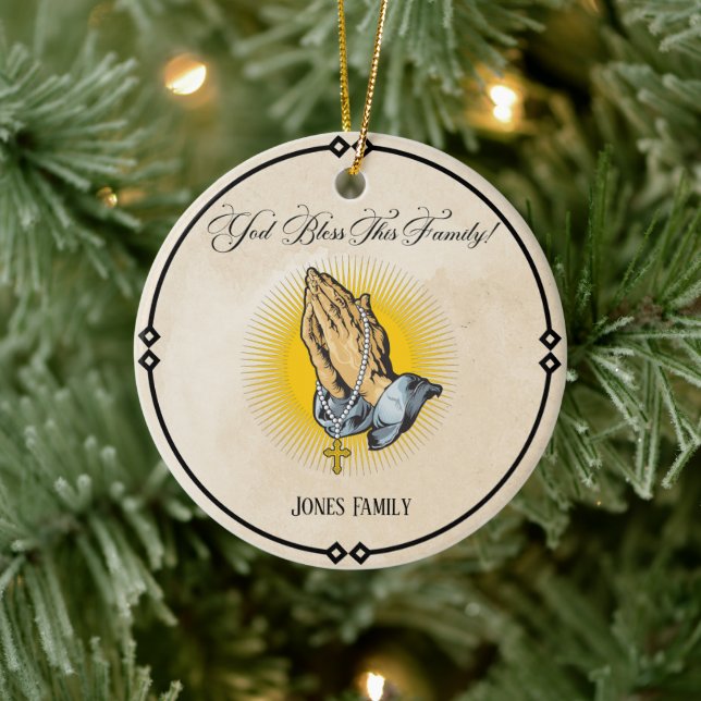 Ornamento navideño personalizado - "Dios bendiga a (Árbol)