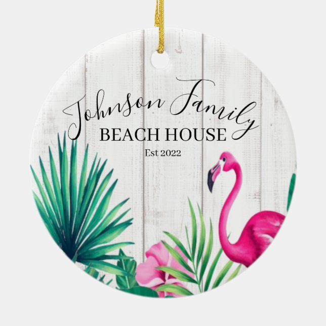 Ornamento navideño personalizado Flamingo (Atrás)