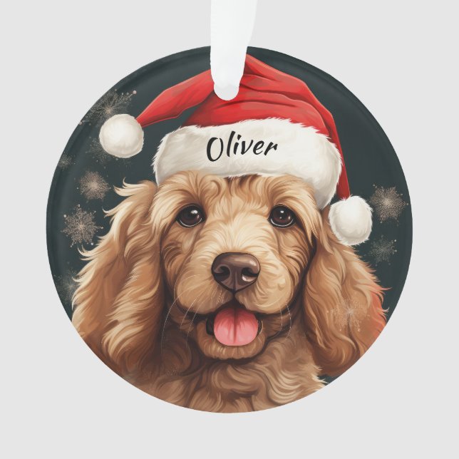 Ornamento navideño Personalizado Goldendoodle (Anverso)