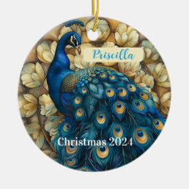 Ornamento navideño personalizado Peacock