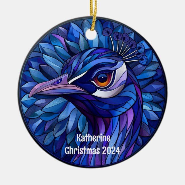 Ornamento navideño personalizado Peacock (Frente)
