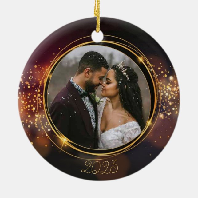 Ornamento navideño personalizado recién casado (Atrás)