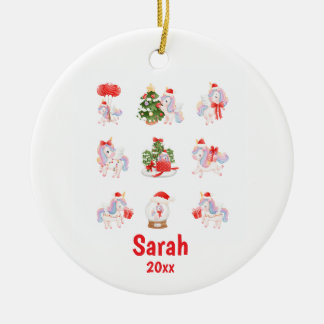 Ornamento navideño personalizado unicornio para Ch