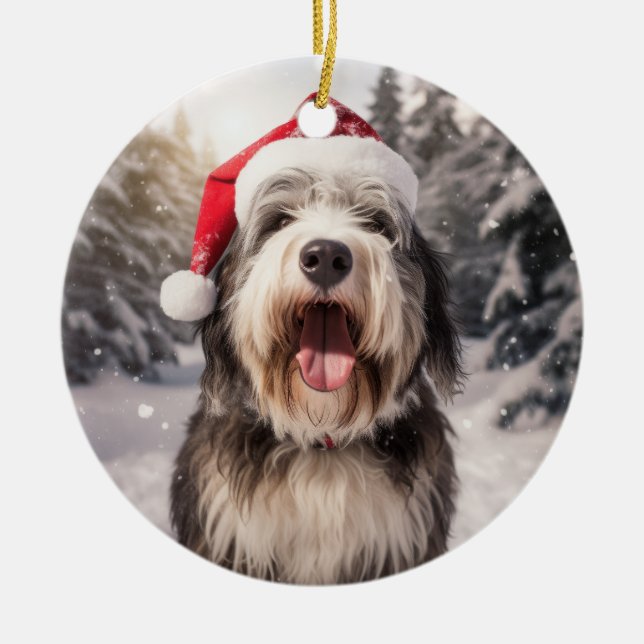 Ornamento navideño polaco de Lowland Sheepdog (Frente)