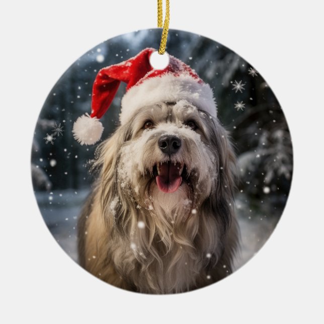 Ornamento navideño polaco de Lowland Sheepdog (Frente)