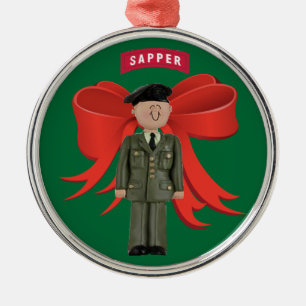 Ornamento navideño premium de zapador del ejército