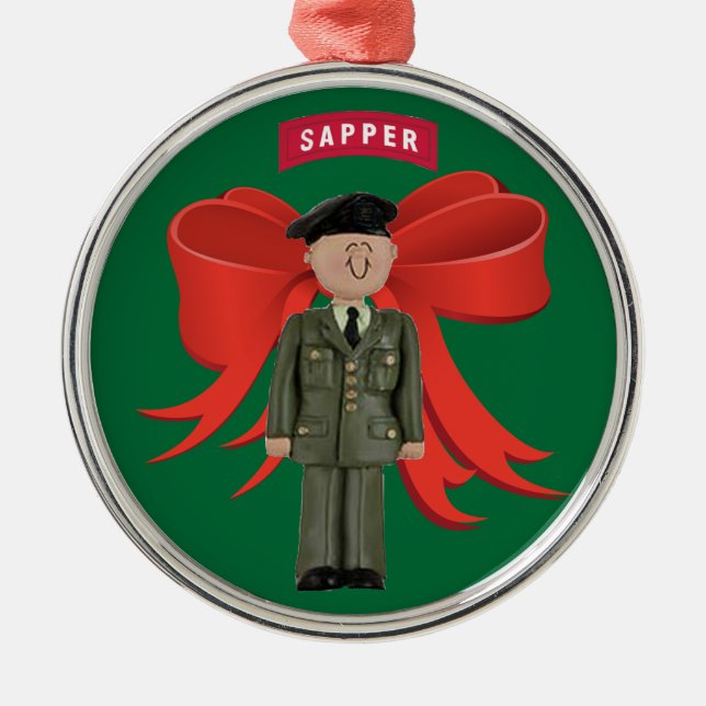 Ornamento navideño premium de zapador del ejército (Frente)