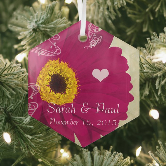 Ornamento navideño Raspberry Gerber Daisy (in situ)