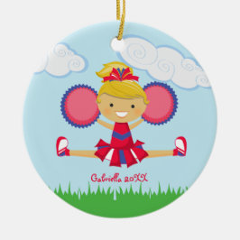 Ornamento navideño rojo, blanco y azul animador