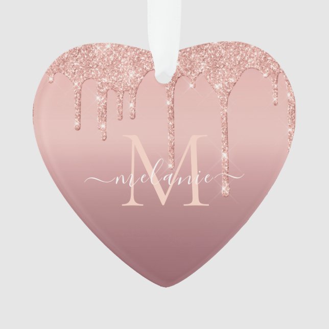 Ornamento navideño Rosa Purpurina de oro personali (Anverso)