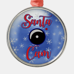 Ornamento navideño Santa Cam/azul de la cámara San