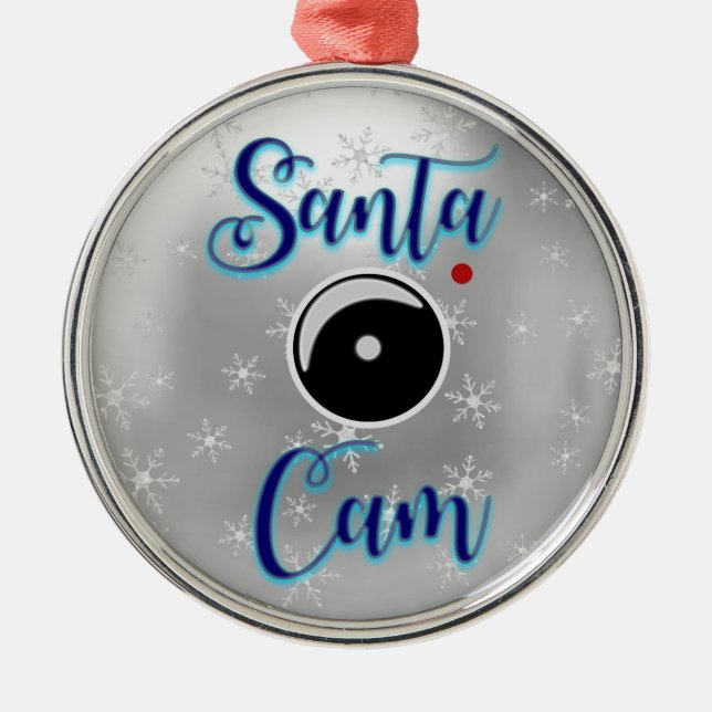 Ornamento navideño Santa Cam/plata de cámara (Frente)