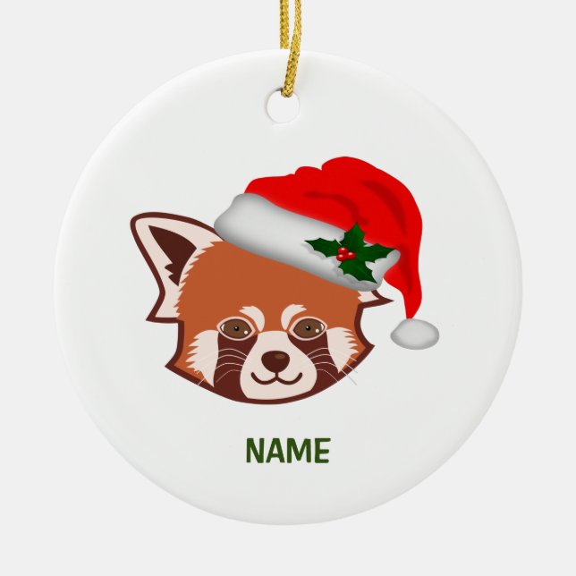 Ornamento navideño "Santa Red Panda" personalizado (Frente)
