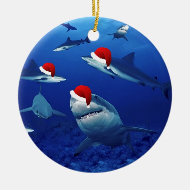 Ornamento navideño-Santa Sharks (Frente)