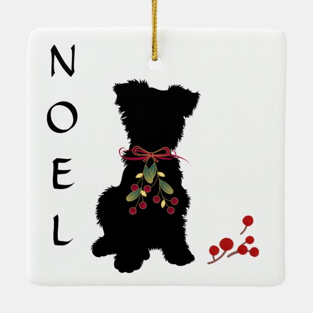 Ornamento navideño Scruffy Mutt NOEL (Reverso)
