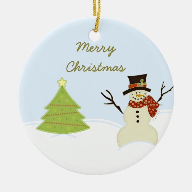 Ornamento navideño Snowman y Tree (Frente)
