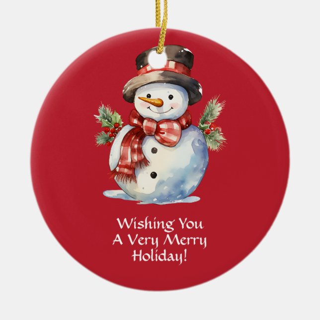 Ornamento navideño sonriente de Santa Cerámica (Frente)