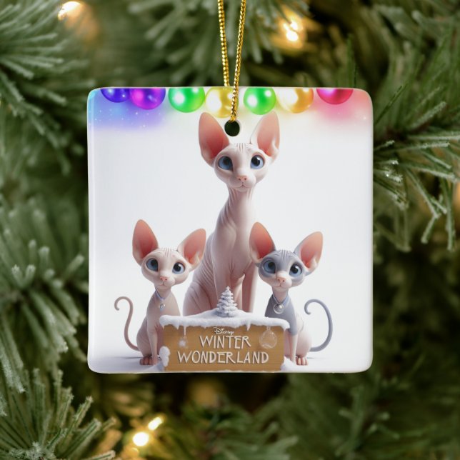 Ornamento navideño sphynx de Winter Wonderland (Árbol)