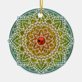 Ornamento navideño verde y rojo de Mandala bonito