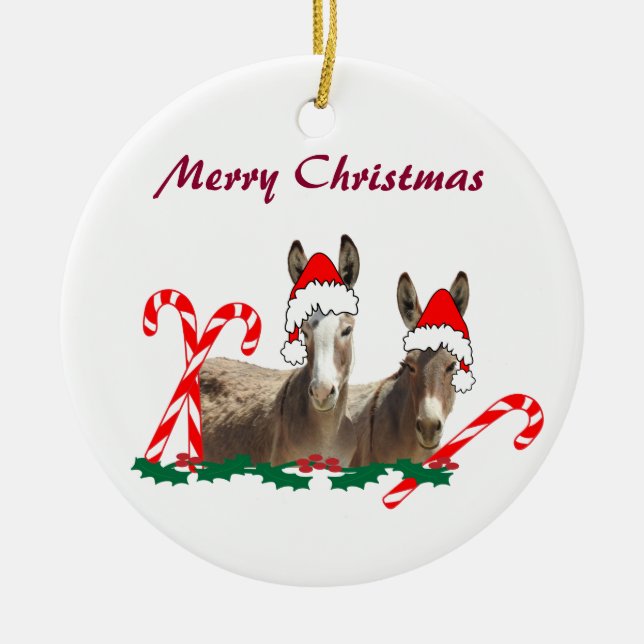 Ornamento navideño, vida salvaje, burros (Frente)