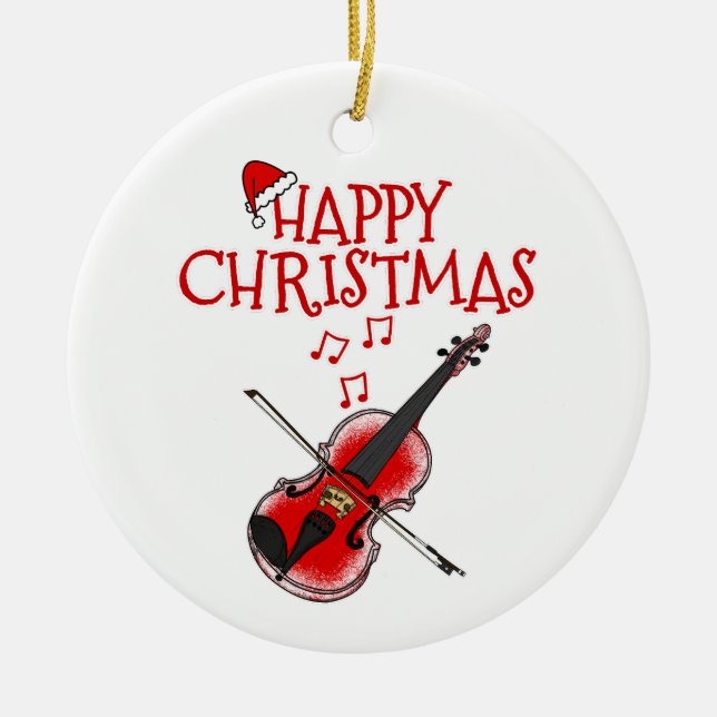Ornamento navideño violinista de violín (Frente)