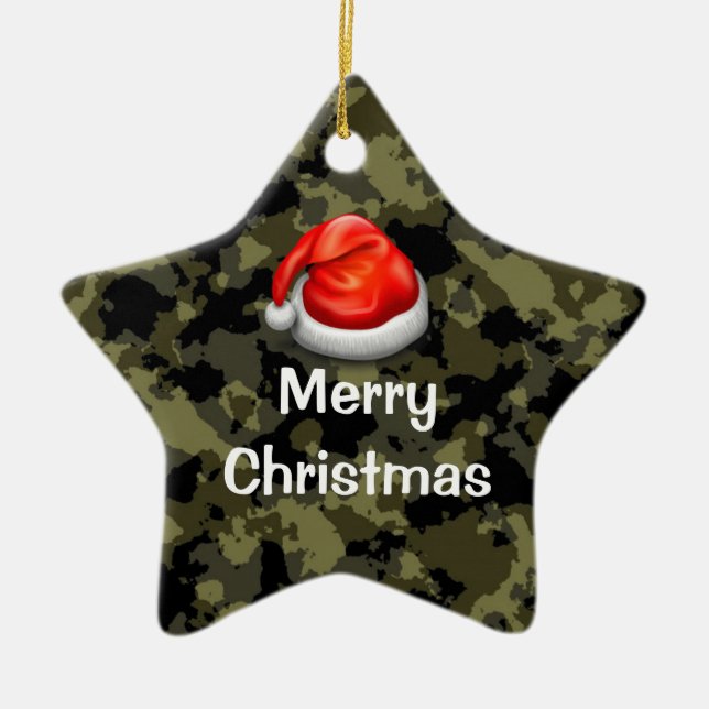Ornamento navideño Woodland Camo Star Merry (Frente)