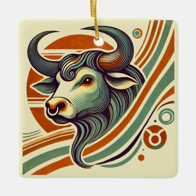 Ornamento navideño zodiaco Taurus personalizado (Anverso)